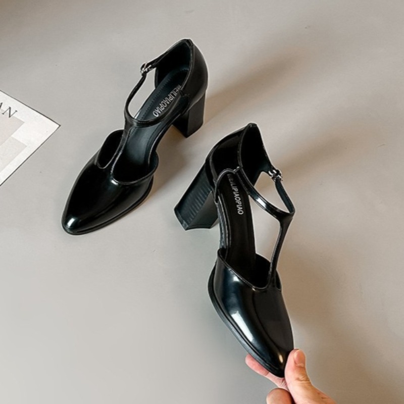 Mary Jane Shoes Black High Hee - Leather Classic Strap review and price