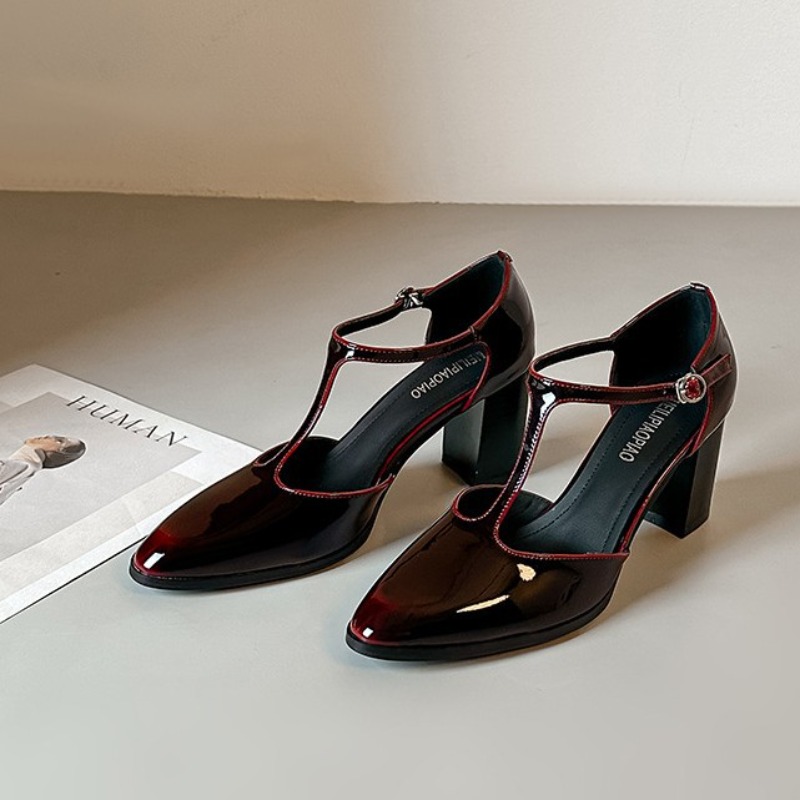 Mary Jane Shoes Black High Hee - Leather Classic Strap review and price